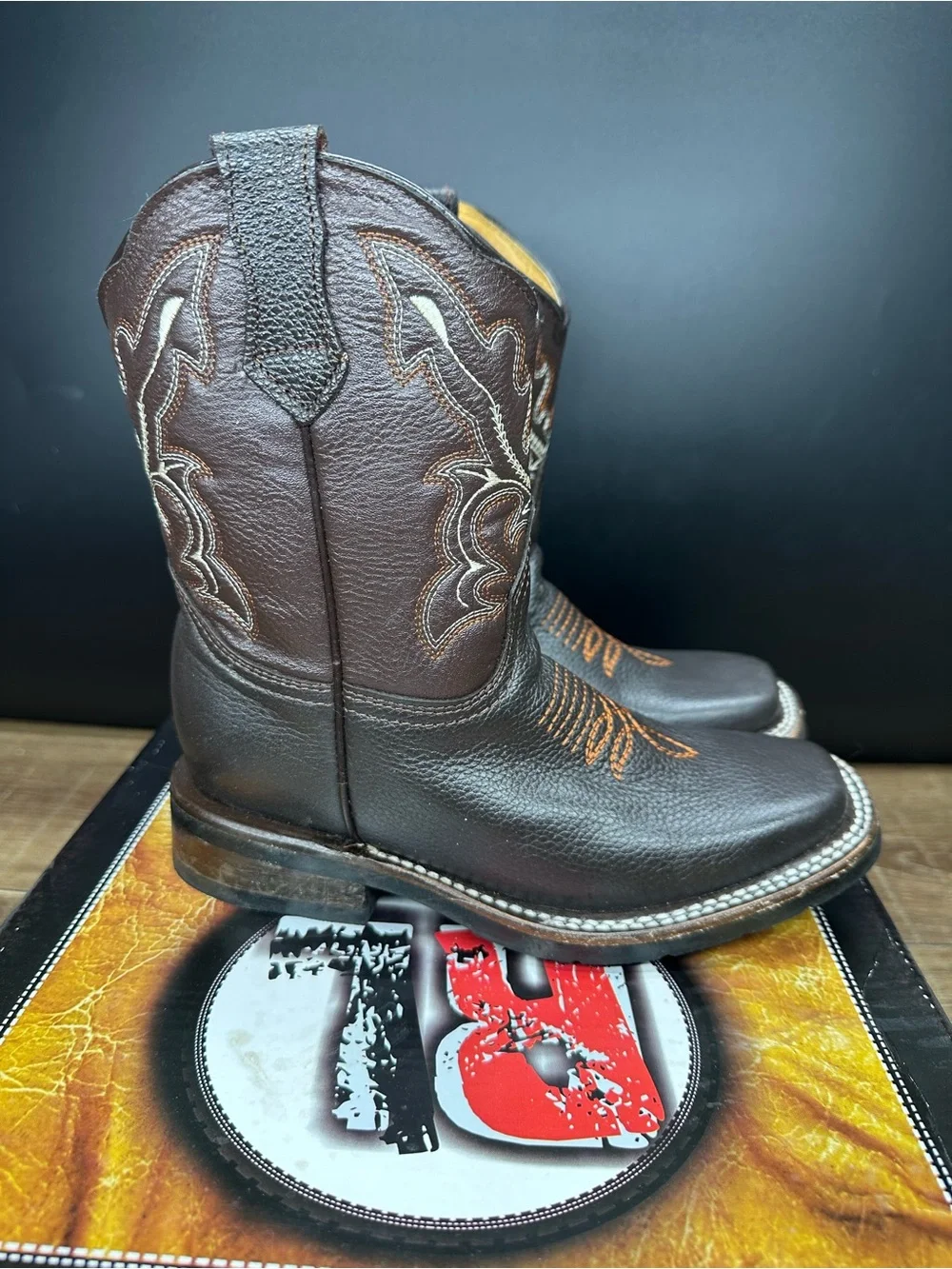 Rockin Leather Kids Brown Cowboy boots size 3 in EUC